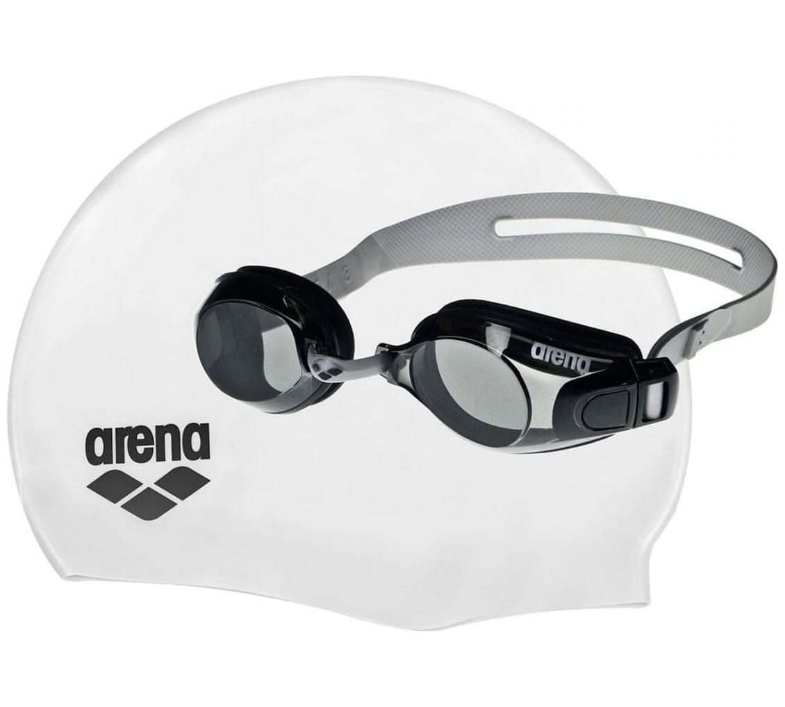 Комплект (окуляри+шапочка) Arena POOL SET чорний, білий Уні