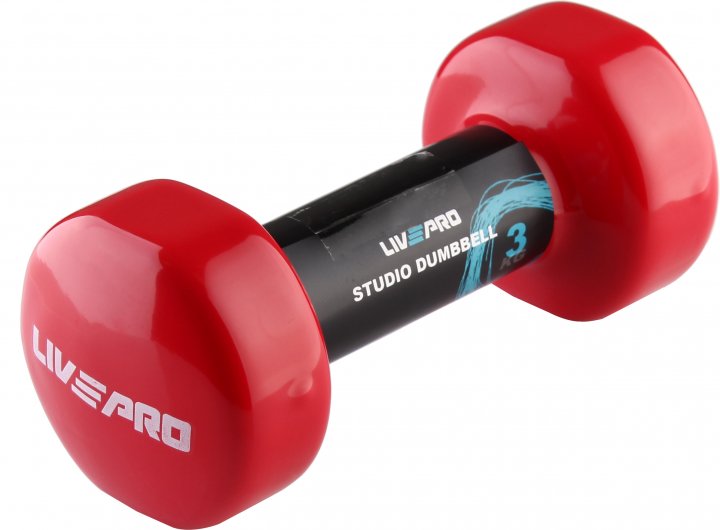 Гантель вінілова 1шт LivePro STUDIO DUMBBELL червоний Уни