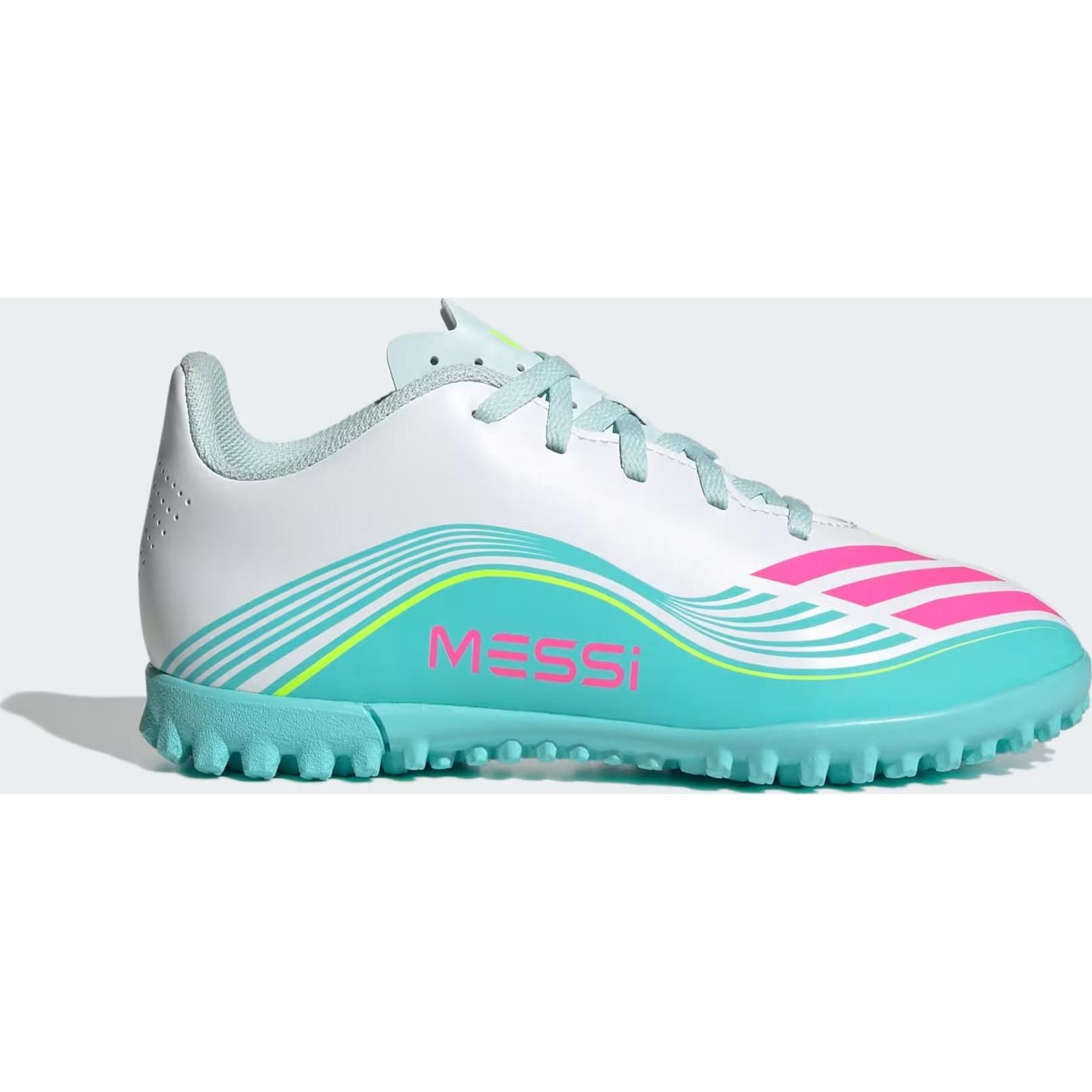 Сороконіжки дитячі Adidas F50 MESSI CLUB TF J білий, бірюзовий, рожевий Діт 32 (13.5UK) 19.5 см