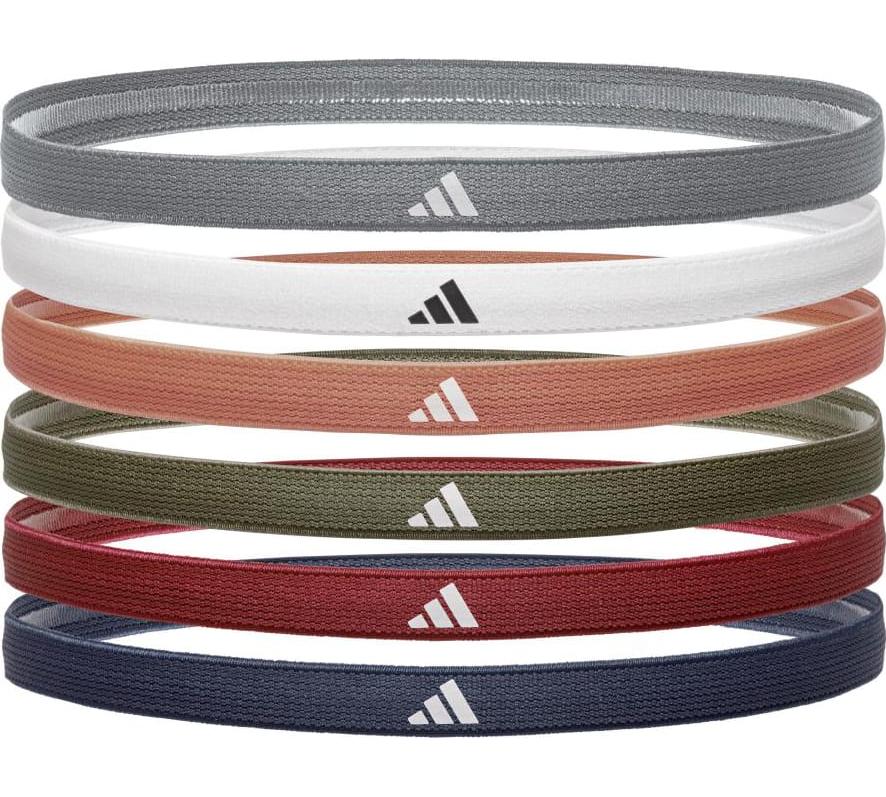 Пов'язки на голову Adidas Hairbands 6pk сірий, білий, глиняний, оливковий, червоний, темно Уні