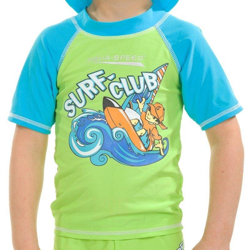 Топ сонцезахисний для хлопців Aqua Speed SURF-CLUB T-SHIRT 2020 зелений, блакитний дитяча