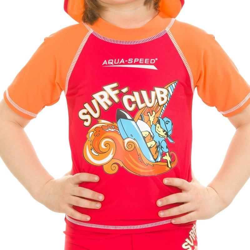 Топ сонцезахисний для хлопців Aqua Speed SURF-CLUB T-SHIRT 2021 червоний, помаранчевий дитяча