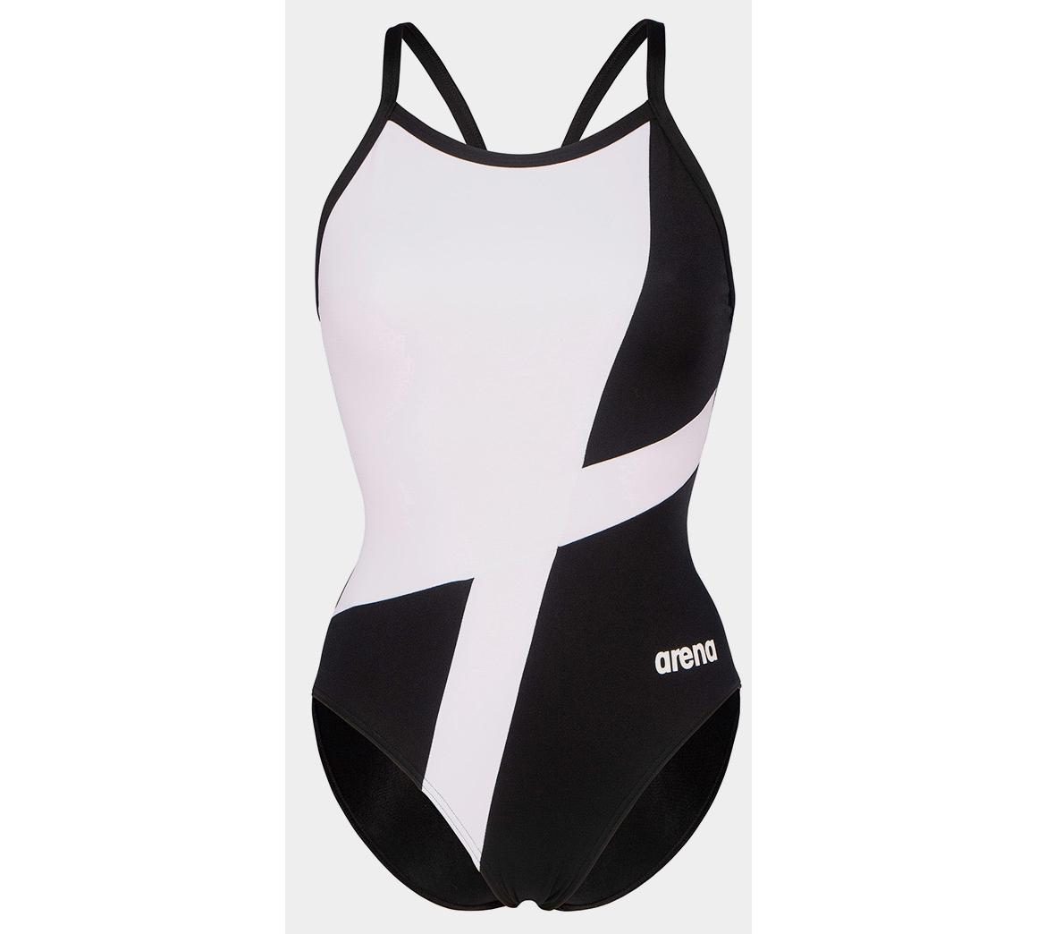 Купальник закритий для жінок Arena DIAMOND SWIMSUIT LIGHTDROP BAC чорний, білий жіночий