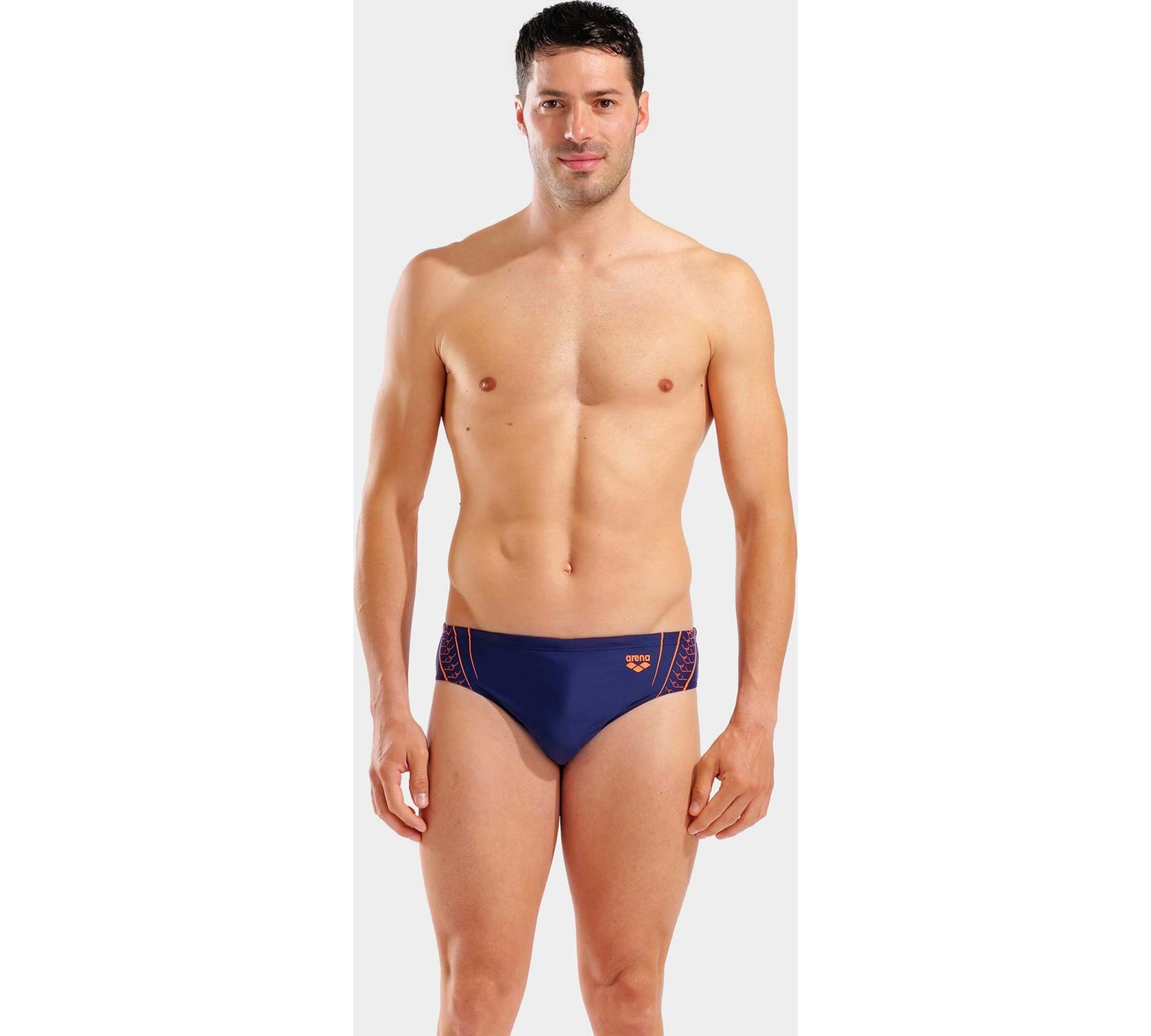 Плавки-сліпи для чоловіків Arena DOUBLE GRAPHIC SWIM BRIEFS темно-синій, помаранчевий Чол
