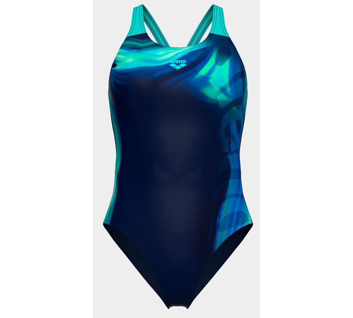 Купальник закритий для жінок Arena DREAMHLINE SWIMSUIT V BACK синій, бірюзовий жіночий