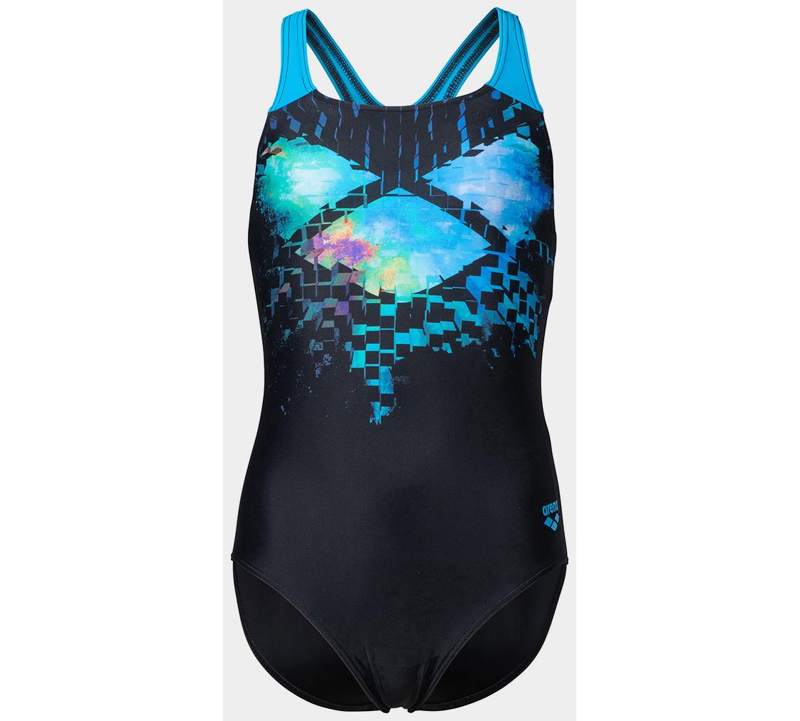 Купальник закритий для дівчат Arena MULTI PIXELS SWIMSUIT SWIM PRO чорний, синій, блакитний дитяча