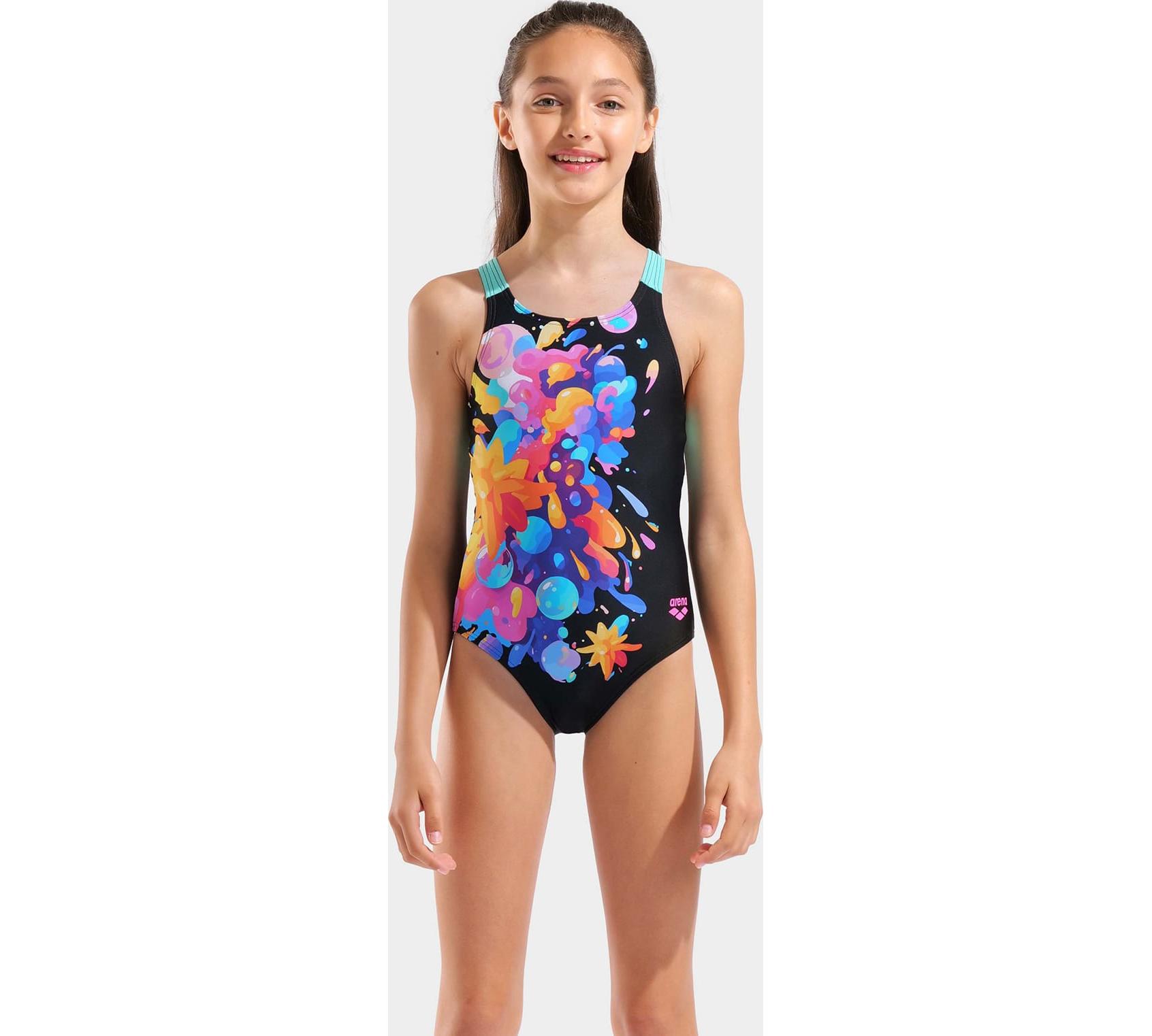 Купальник для дівчаток Arena PAINTING SWIMSUIT V BACK чорний дитячий