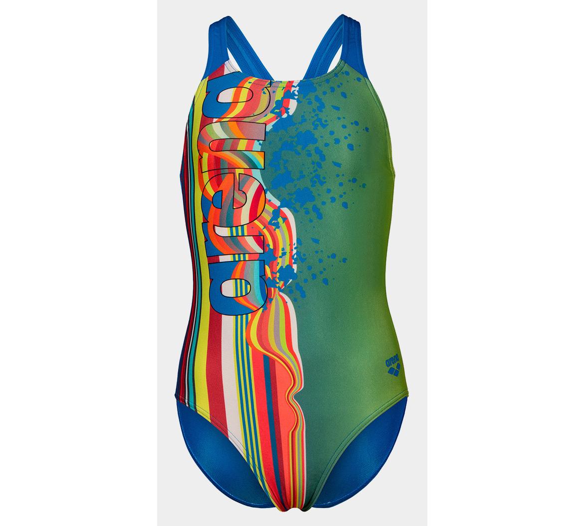 Купальник для дівчат Arena PALETTE SWIMSUIT SWIM PRO BACK блакитний, жовтий, мультикольор дитяча