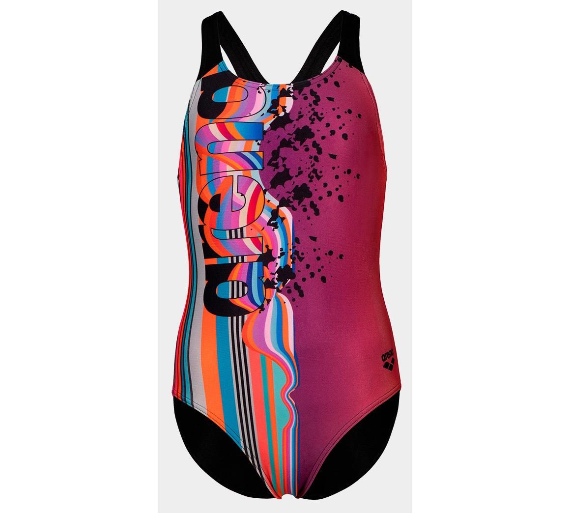 Купальник для дівчат Arena PALETTE SWIMSUIT SWIM PRO BACK рожевий, чорний, мультикольор дитяча