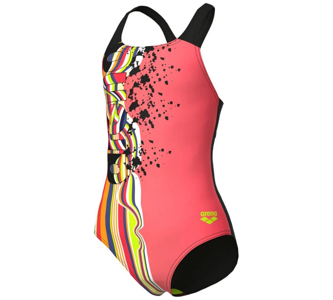 Купальник закритий для дівчат Arena PALETTE SWIMSUIT SWIM PRO BACK кораловий, чорний дитяча