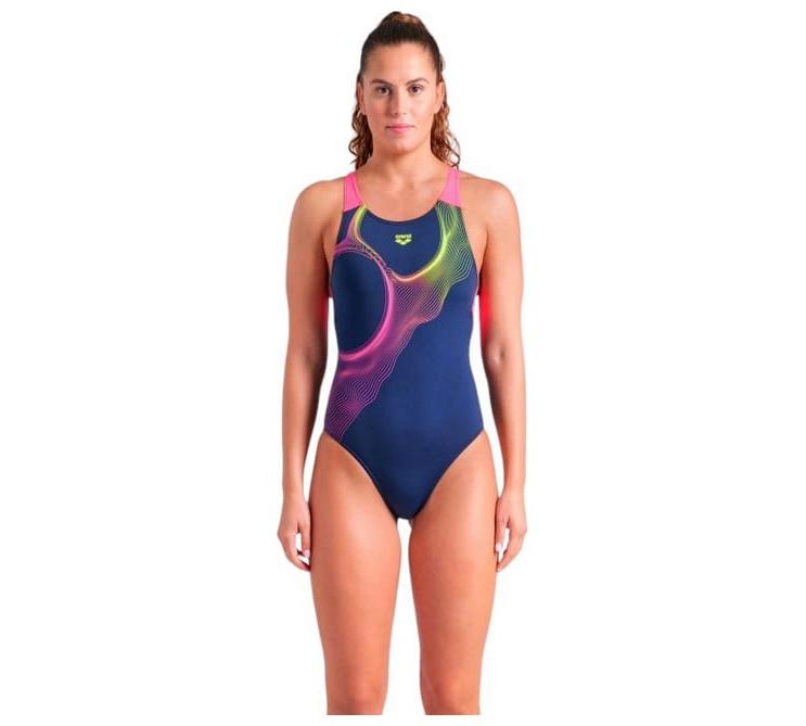Купальник для жінок Arena RIPPLES SWIMSUIT V BACK B синій жіночий