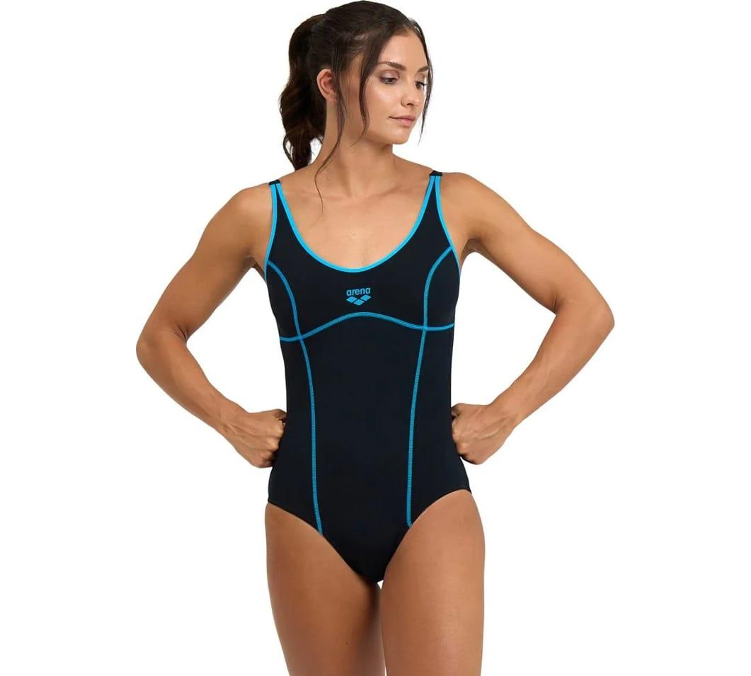 Купальник закритий для жінок Arena TANIA CLIP BACK SWIMSUIT ONE P чорний, блакитний Жін