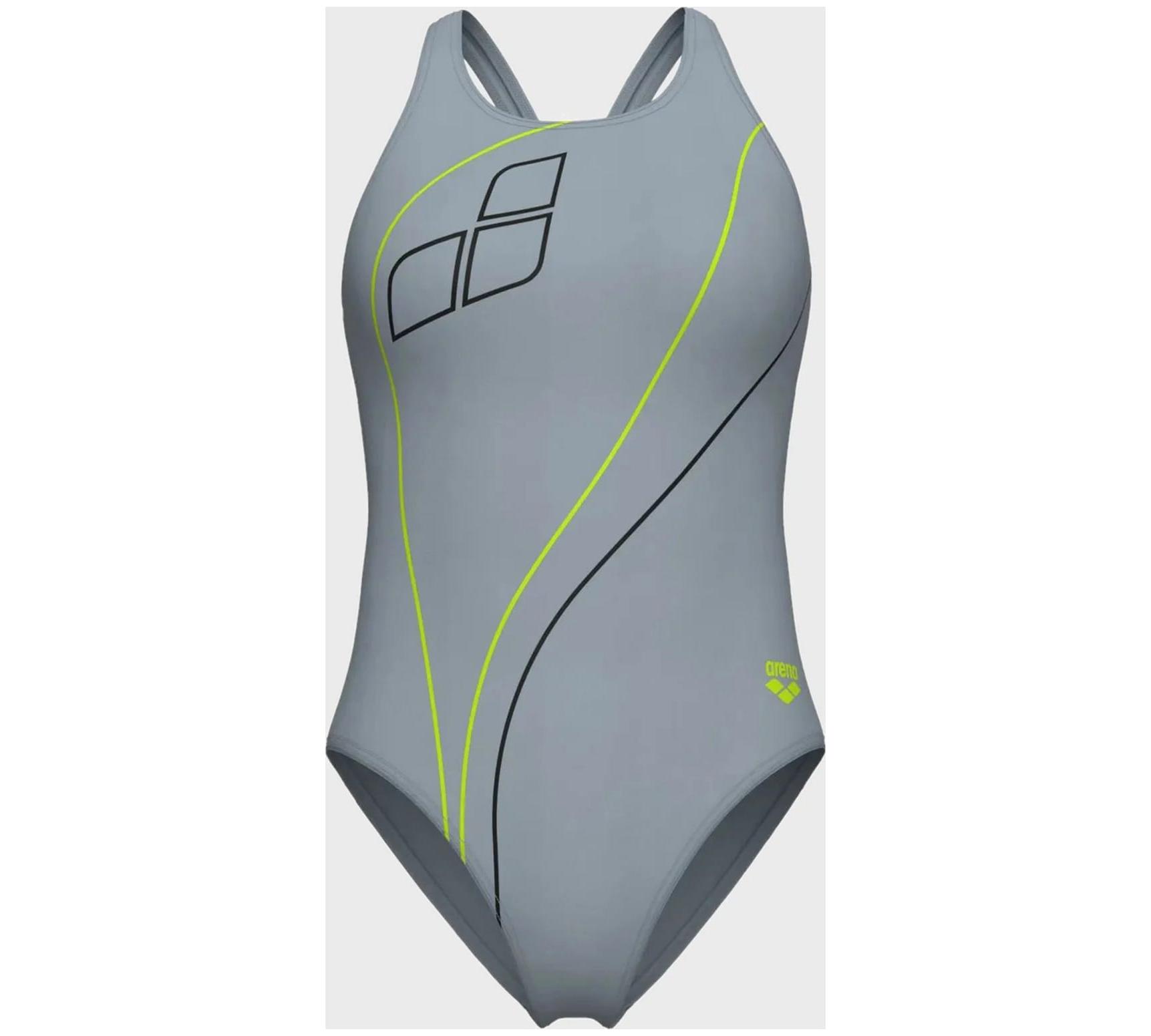 Купальник закритий для жінок Arena TRAIL SWIMSUIT V BACK сірий жіночий