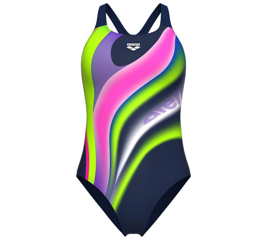 Купальник закритий для жінок Arena WATER FLUIDS SWIMSUIT SWIM PRO темно-синій, рожевий, салатовий жіночий