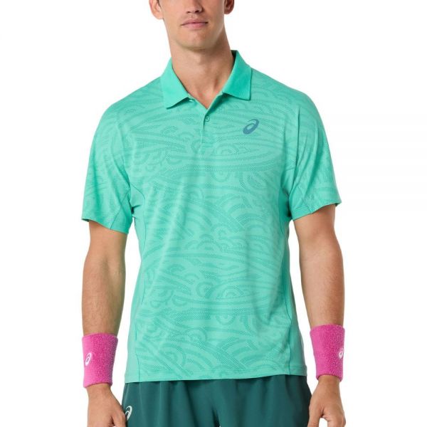 Чоловіче тенісне поло Asics Match Jacquard Polo SS Top aurora green