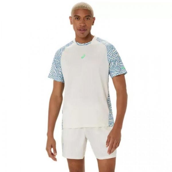 Чоловіча тенісна футболка Asics Padel Court All Over Print SS Top cream / saba blue