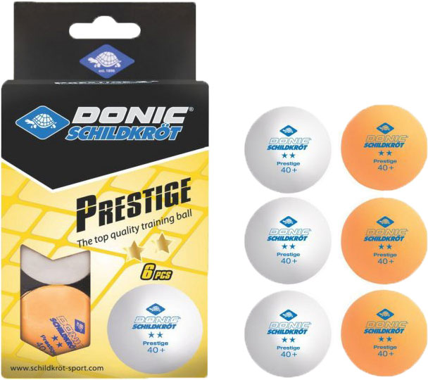 М'ячі Donic Prestige 2* 40+ 6шт white+orange