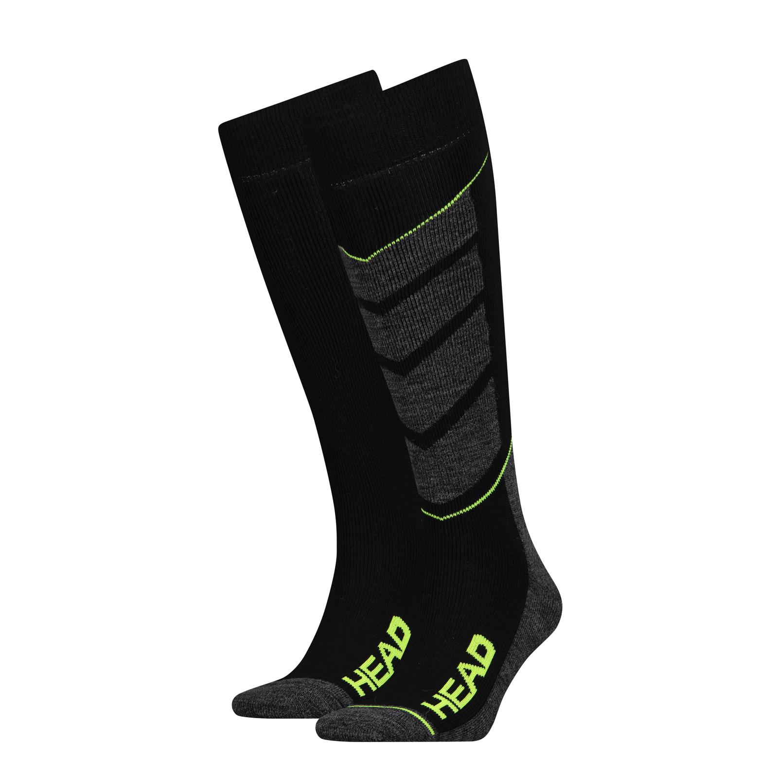 Шкарпетки гірськолижні Head UNISEX SKI V-SHAPE KNEEHIGH 2PPK чорний, жовтий Уні