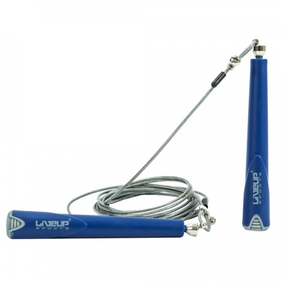Скакалка швидкісна CABLE LiveUp JUMPROPE синій Уни 300см