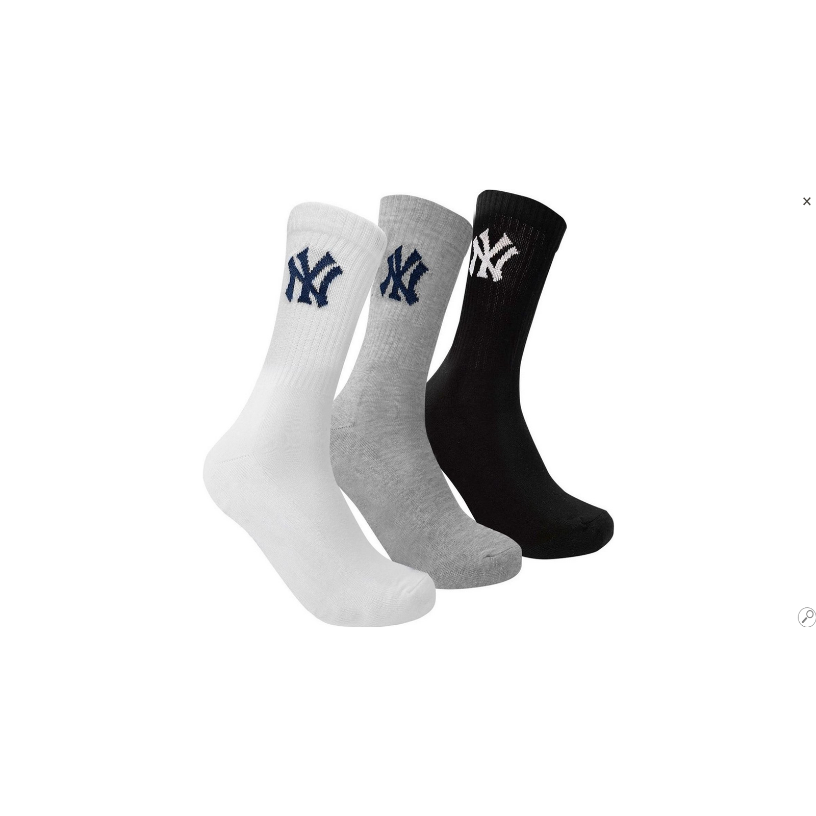 Шкарпетки New York Yankees 3 pk Crew чорний, білий, сірий Уні