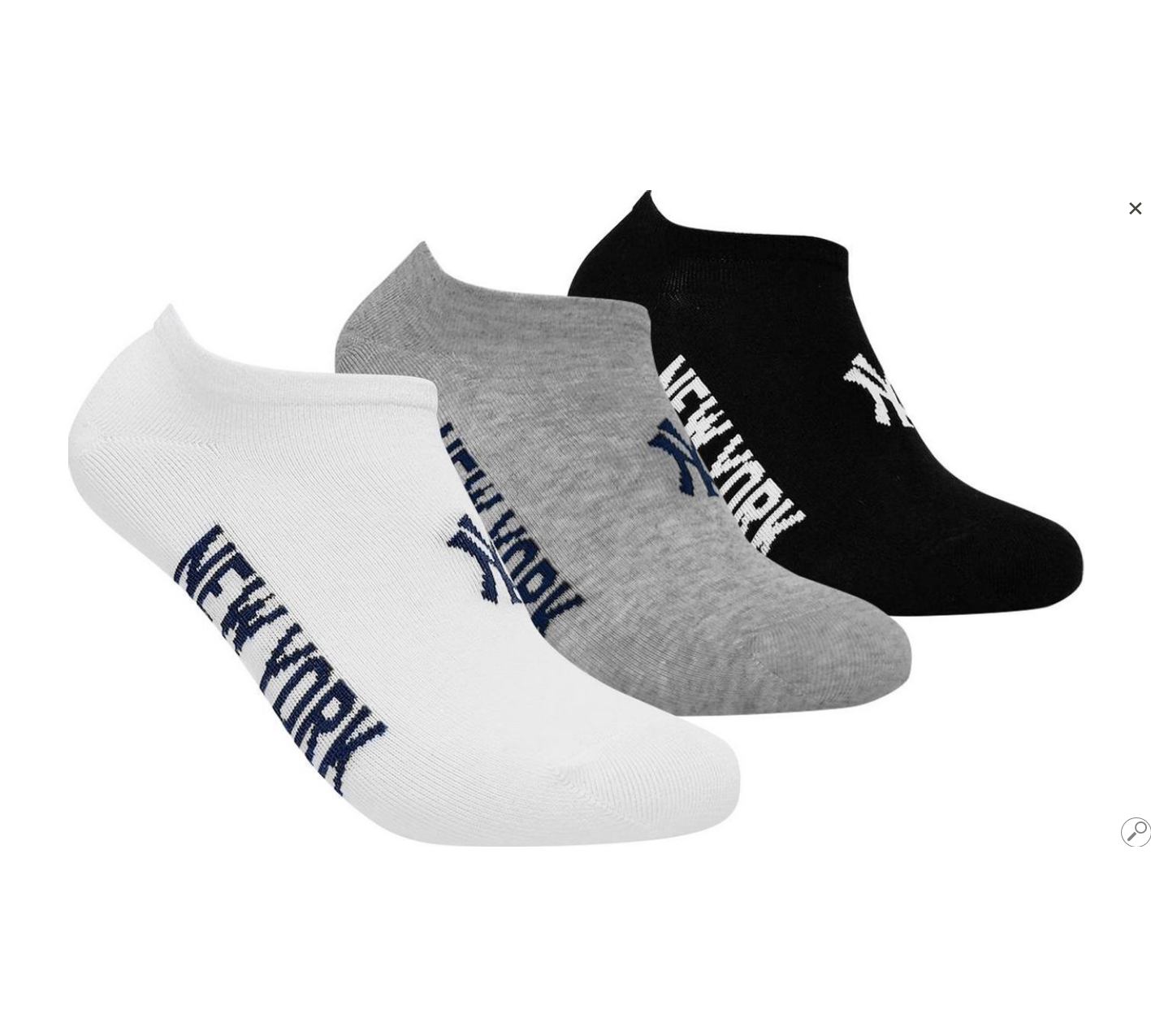 Шкарпетки New York Yankees 3 pk Sneaker чорний, білий, сірий Уні