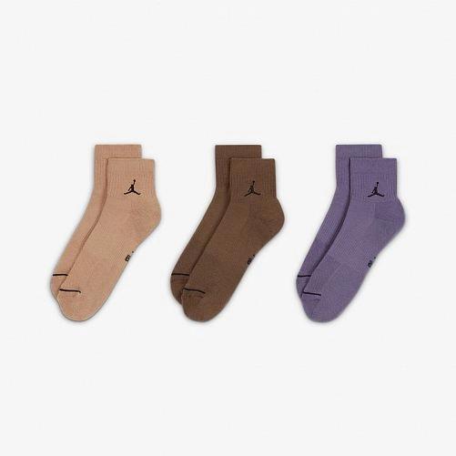 Шкарпетки Nike U J ED CUSH POLY ANKLE 3PR 144 бежевий, коричневий, фіолетовий Уні