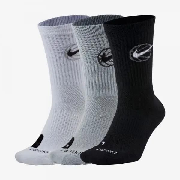 Шкарпетки Nike U NK CREW EVERYDAY BBALL 3PR чорний, білий, сірий Уні