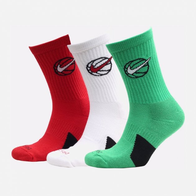 Шкарпетки Nike U NK CREW EVERYDAY BBALL 3PR білий, зелений, червоний Уні