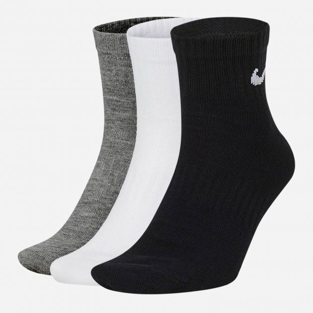 Шкарпетки Nike U NK EVERYDAY LTWT ANKLE 3PR чорний, білий, сірий Уні