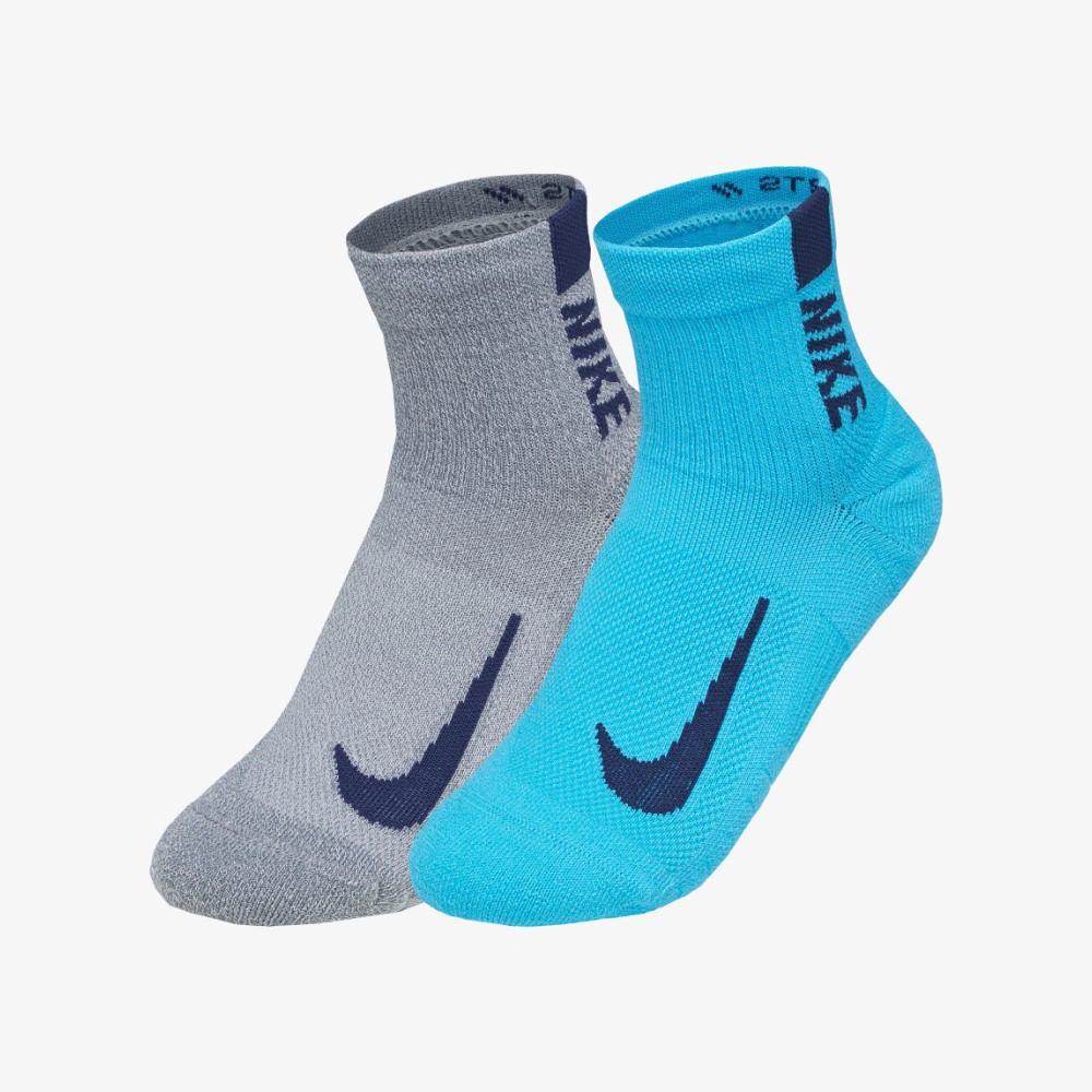 Шкарпетки Nike U NK MLTPLIER ANKLE 2PR сірий, блакитний Уні