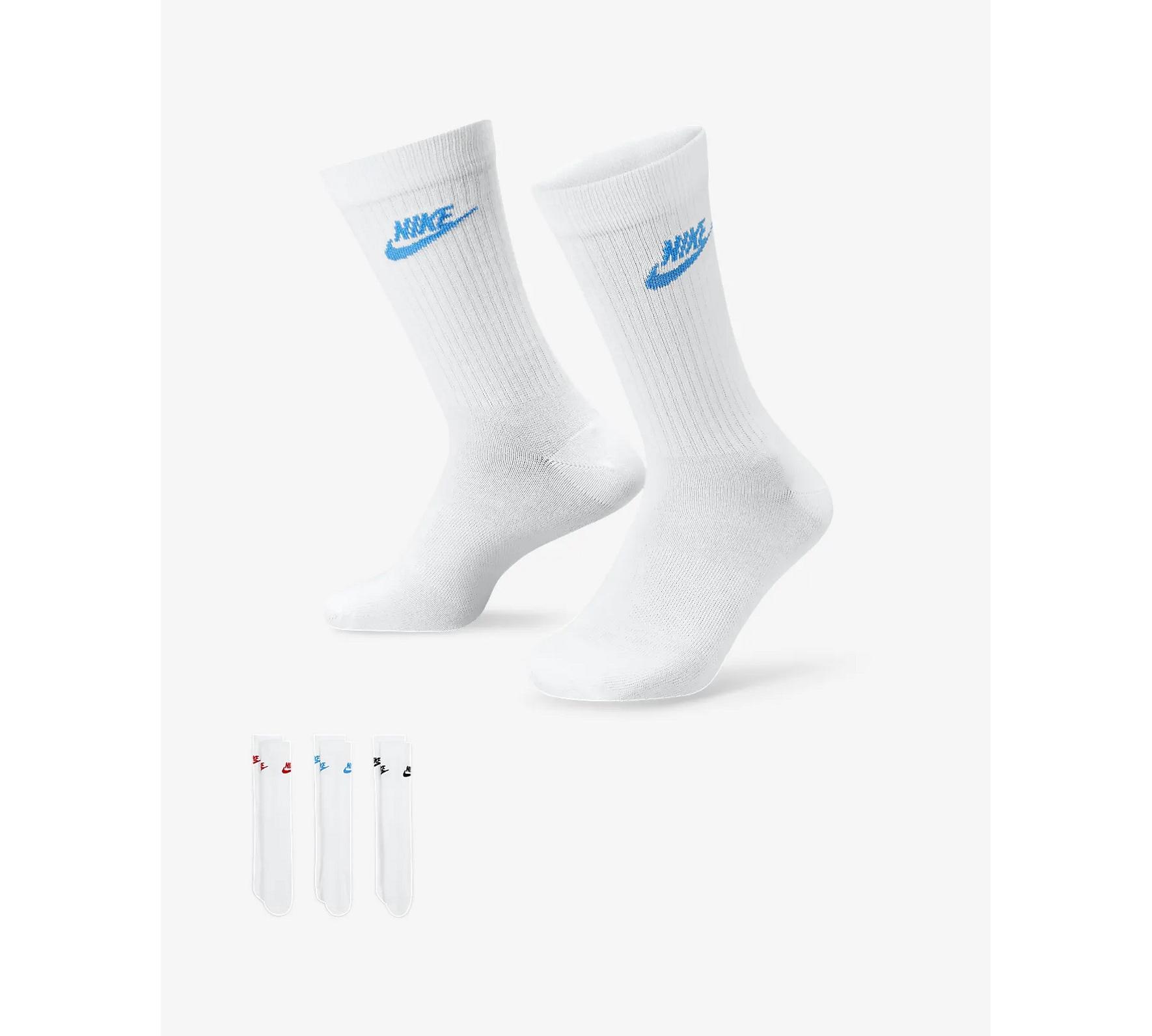 Шкарпетки Nike U NK NSW EVERYDAY ESSENTIAL CR 3PR білий, мультиколор УНІ 34-38