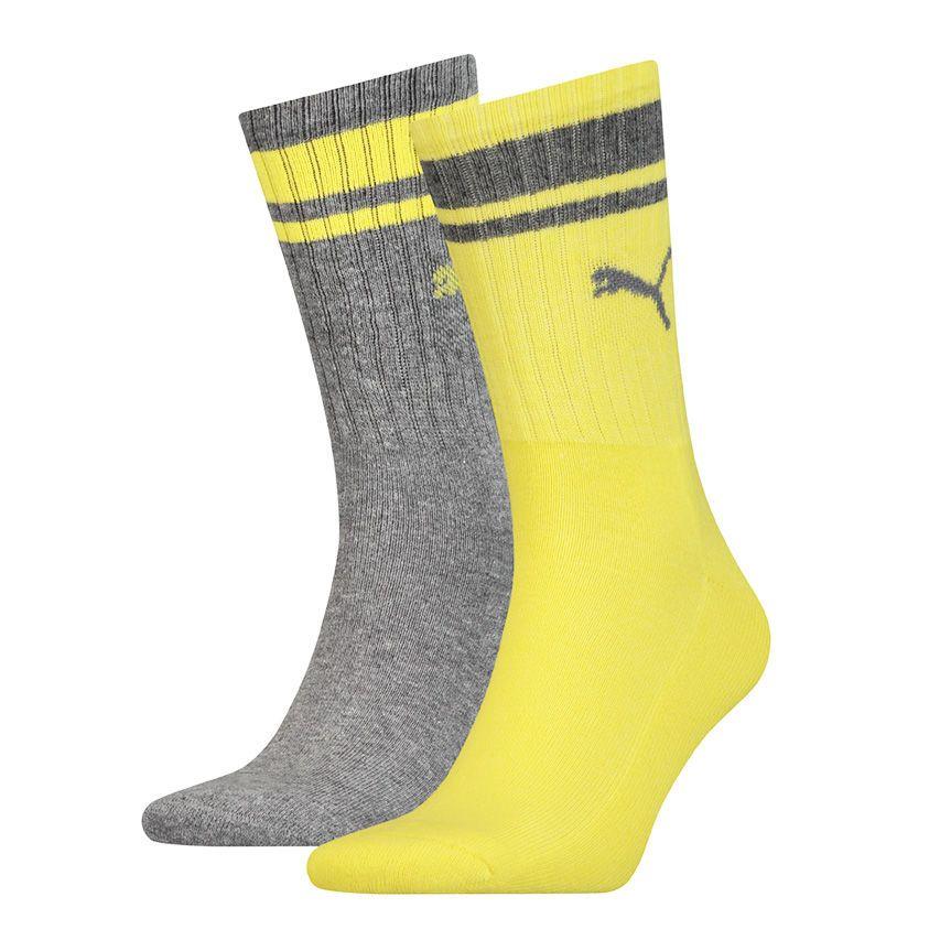 Шкарпетки Puma CREW REGULAR STRIPE 2P UNISEX сірий, жовтий Уні