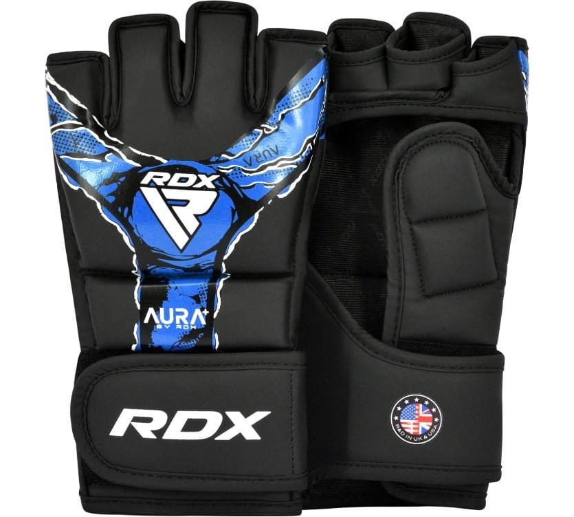 Тренувальні рукавиці RDX GRAPPLING GLOVES NEW AURA F17 чорний, синій Уні