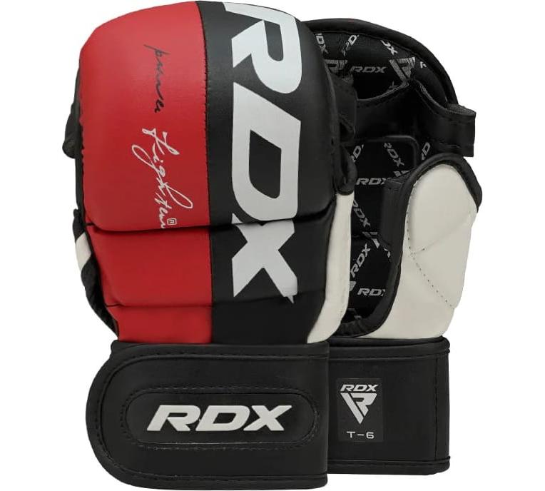 Тренувальні рукавиці RDX GRAPPLING GLOVES REX T6 PLUS чорний, червоний, білий Уні