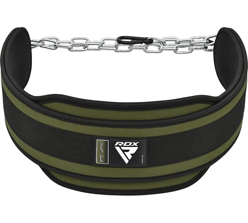 Пояс для важкої атлетики RDX PRO DIPPING BELT 2 LAYER зелений, чорний Уні
