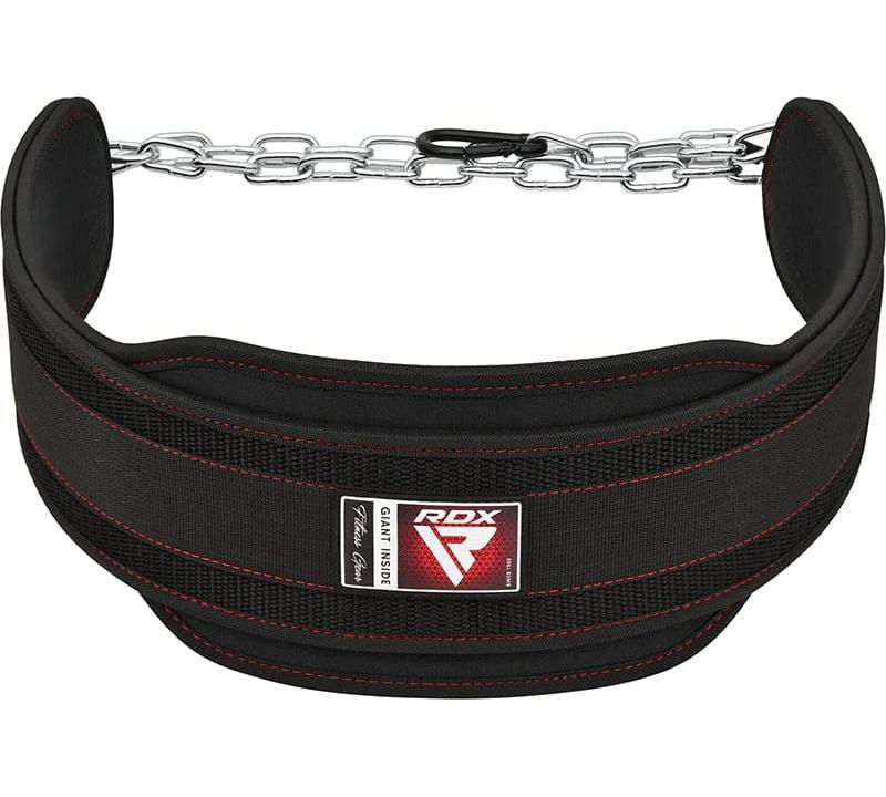 Пояс для важкої атлетики RDX PRO DIPPING BELT 2 LAYER чорний, червоний Уні
