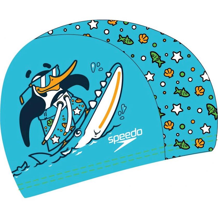 Шапка для плавання Speedo PRINTED POLYESTER CAP IU синій, зелений Діт OSFM