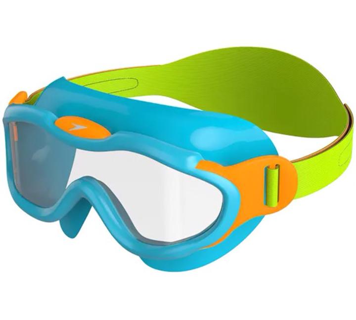 Окуляри-маска для плавання Speedo SEA SQUAD MASK JU бірюзовий, помаранчевий, салатовий- дитячі (2-6 років)