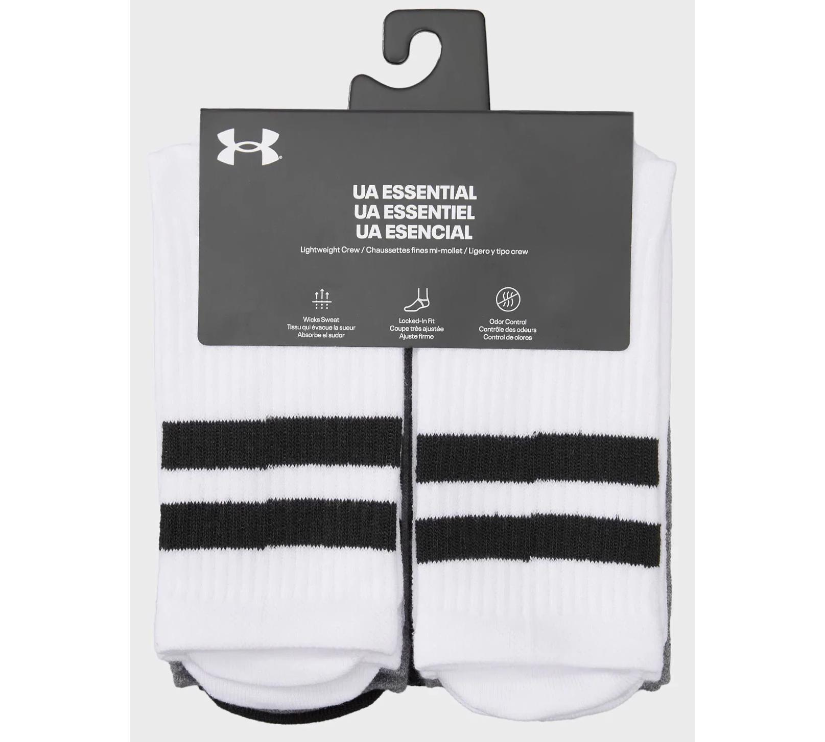 Шкарпетки Under Armour Essential 6pk Crew білий, сірий, чорний Уні