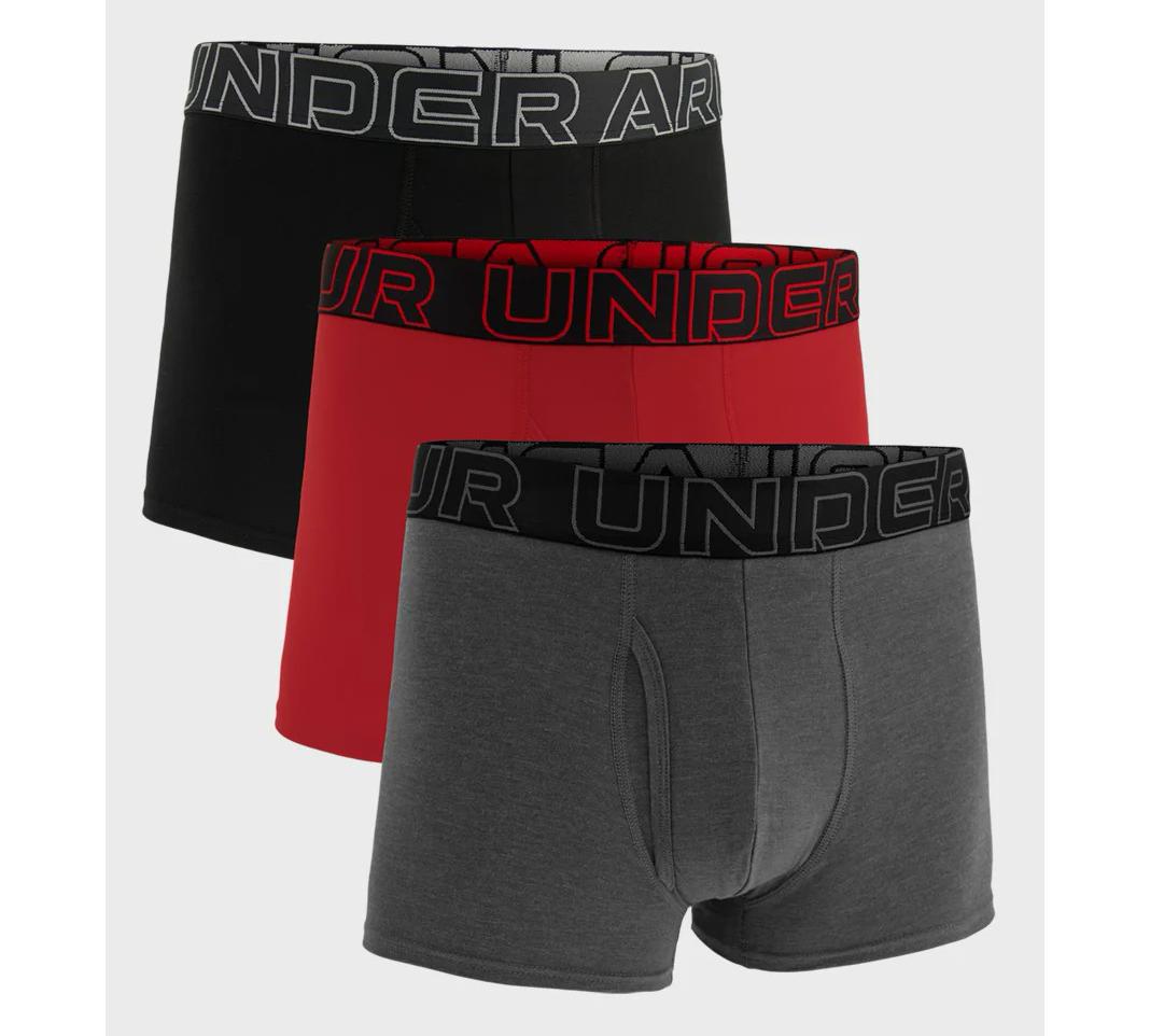 Труси Under Armour PERFORMANCE COTTON - SOLID 3 3PK сірий, червоний, чорний Чол