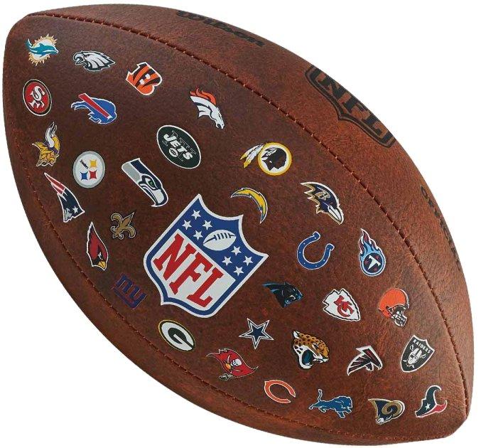 М'яч для американського футболу Wilson NFL OFF THROWBACK 32 TEAM LOGO